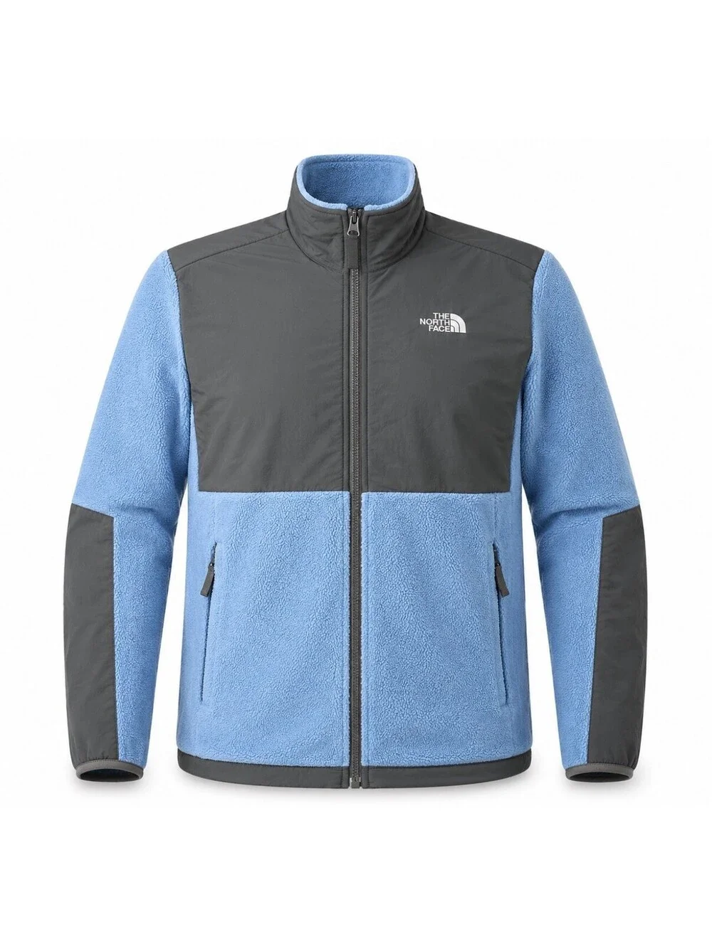 The North Face Girls Youth XL Blue Gray Polartec Denali Fleece Full Zip Jacket